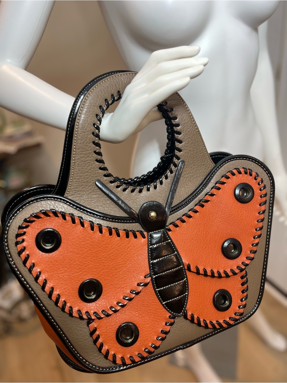 Orange Butterfly Accent Tote Bag - Women